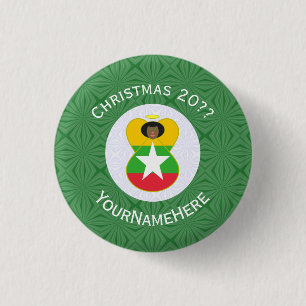 Badge Rond 2,50 Cm Birmanie Myanmar Drapeau Ange Noël Personnalisé