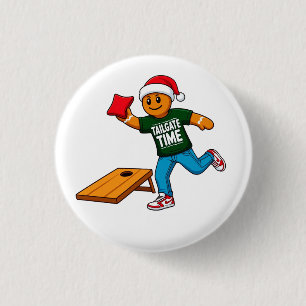 Badge Rond 2,50 Cm Biscuit de Noël Cornhole Sport de Noël Vacances