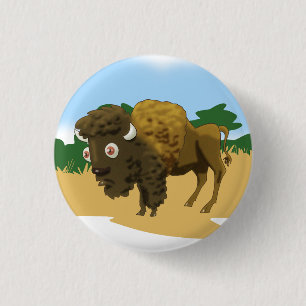 Badge Rond 2,50 Cm Bison américain