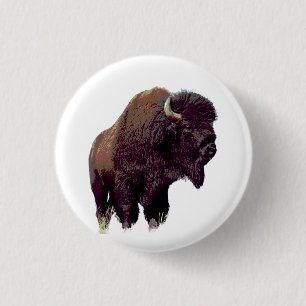 Badge Rond 2,50 Cm Bison Buffalo 