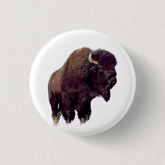 Badge Rond 2,50 Cm Bison Buffalo (Devant)