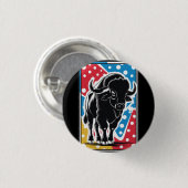 Badge Rond 2,50 Cm Bison - Buffalo Pop Art (Devant & derrière)