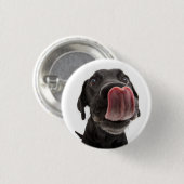 Badge Rond 2,50 Cm Black Labrador Licking (Devant & derrière)