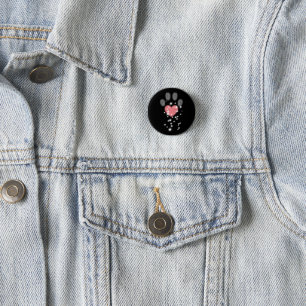 Badge Rond 2,50 Cm Black Starlight Pink Heart Empreinte de patte Chie
