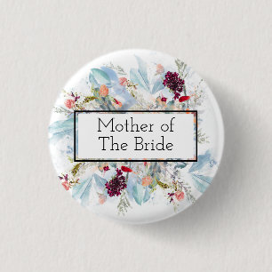 BADGE ROND 2,50 CM BLANC ROUGE ET ORANGE FLORALE ÉLÉGANTE BRIDE'SMOTH