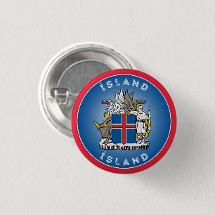 Badge Rond 2,50 Cm Blason d'Islande en forme de cercle