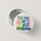 Badge Rond 2,50 Cm Blauwe C'est mon 1er anniversaire (Devant & derrière)