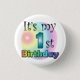 Badge Rond 2,50 Cm Blauwe C'est mon 1er anniversaire