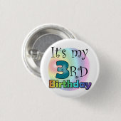 Badge Rond 2,50 Cm Blauwe C'est mon 3e anniversaire (Devant & derrière)