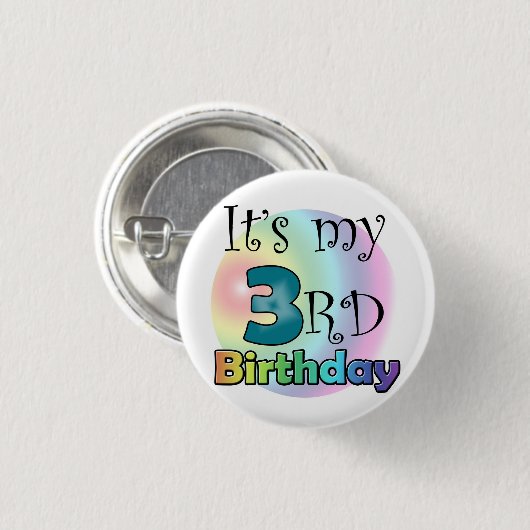 Badge Rond 2,50 Cm Blauwe C'est mon 3e anniversaire (Devant & derrière)
