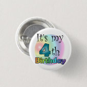 Badge Rond 2,50 Cm Blauwe C'est mon 4e anniversaire (Devant & derrière)