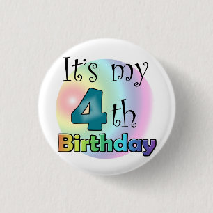Badge Rond 2,50 Cm Blauwe C'est mon 4e anniversaire
