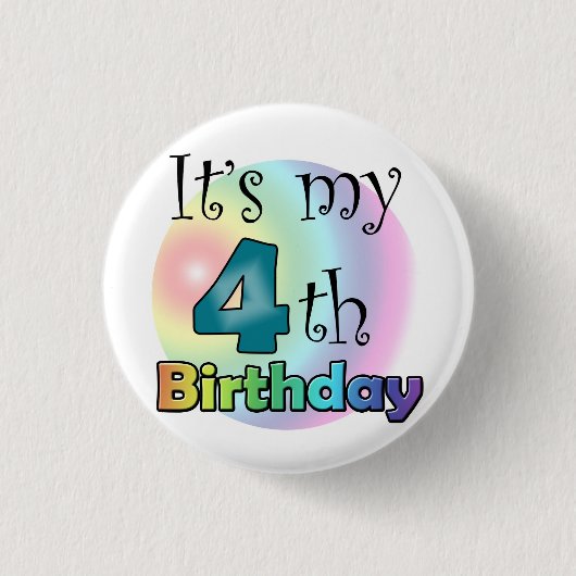Badge Rond 2,50 Cm Blauwe C'est mon 4e anniversaire (Devant)