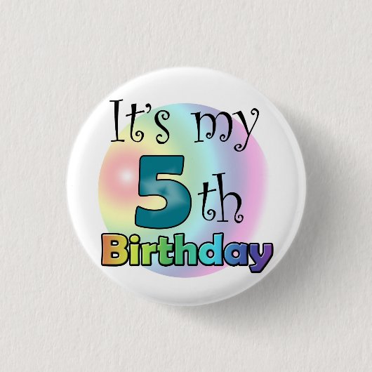 Badge Rond 2,50 Cm Blauwe C'est mon 5e anniversaire (Devant)