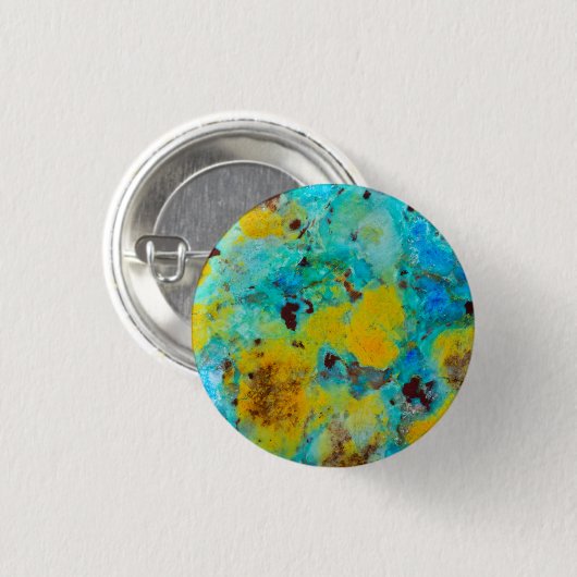 Badge Rond 2,50 Cm Bleu Chrysocolla Jasper (Devant & derrière)