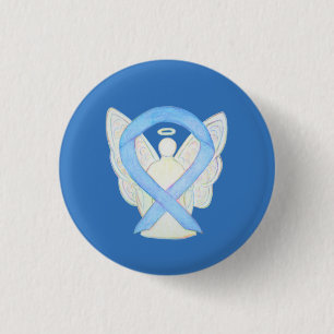 Badge Rond 2,50 Cm Bleu clair Noir ruban Angel Art Pin Boutons