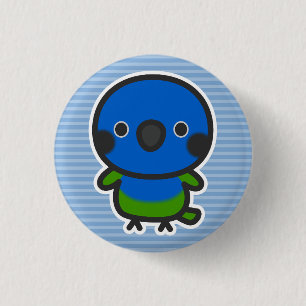 Badge Rond 2,50 Cm Bleu-couronné Conure