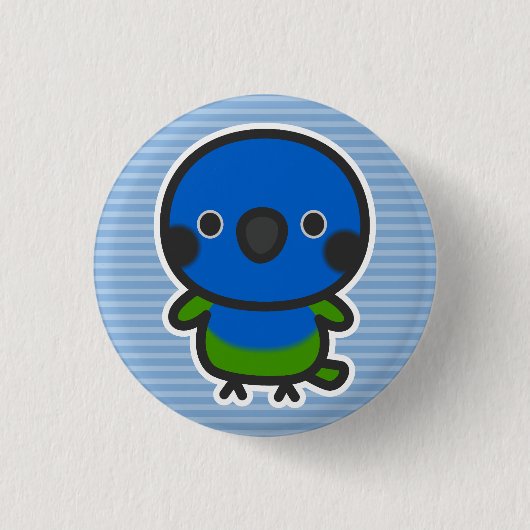 Badge Rond 2,50 Cm Bleu-couronné Conure (Devant)
