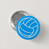 Badge Rond 2,50 Cm Bleu de bouton de silhouette de volleyball (Devant & derrière)