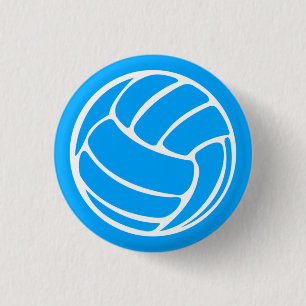Badge Rond 2,50 Cm Bleu de bouton de silhouette de volleyball