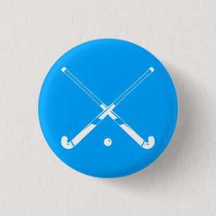 Badge Rond 2,50 Cm Bleu de bouton de silhouette d'hockey de champ
