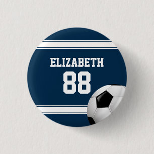 Badge Rond 2,50 Cm Bleu et blanc Stripes Jersey Soccer Ball