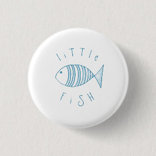 Badge Rond 2,50 Cm Bleu Nautique Petit Poisson