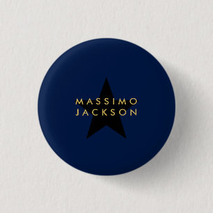 Badge Rond 2,50 Cm Bleu Or Couleurs Professionnel Tendance Étoile Noi