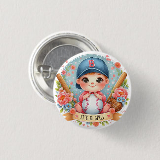 Badge Rond 2,50 Cm Bliss de baseball Baby Girl Faire-part Floral Baby