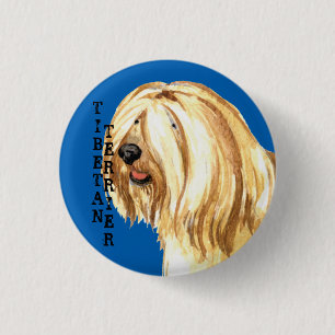 Badge Rond 2,50 Cm Bloc de couleur Tibétain Terrier