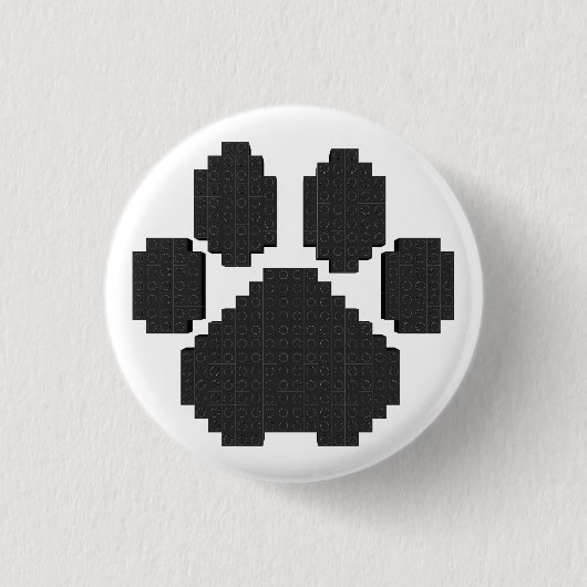 Badge Rond 2,50 Cm Blocs de construction d'empreintes de chien noir (Devant)