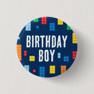 Badge Rond 2,50 Cm Blocs d'immeuble Enfant d'anniversaire