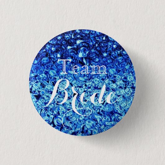 Badge Rond 2,50 Cm Blue Bubbles blanc Mariage Team Bride (Devant)