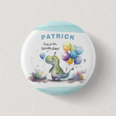 Badge Rond 2,50 Cm Blue Dinosaur Garçon Aquarelle Anniversaire (Devant)