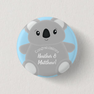 Badge Rond 2,50 Cm Blue Koala Bear Baby shower