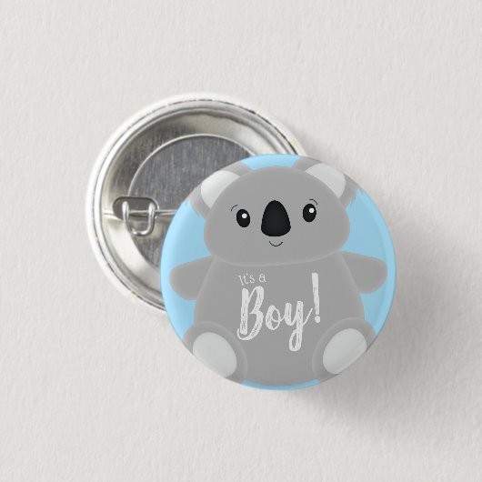 Badge Rond 2,50 Cm Blue Koala Bear Baby shower (Devant & derrière)