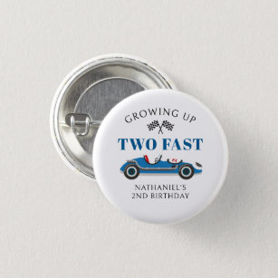 Badge Rond 2,50 Cm Blue Racing Car 2e fête d'anniversaire