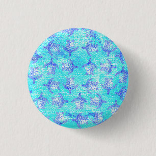 Badge Rond 2,50 Cm Blue Sea Turtle Print