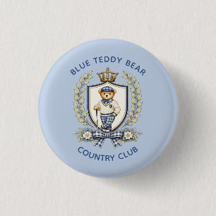 Badge Rond 2,50 Cm Blue Teddy Bear Country Club Soirée de Golf