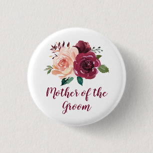 Badge Rond 2,50 Cm Blush Bourgogne Floral Mère de la chambre