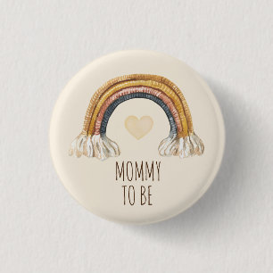 Badge Rond 2,50 Cm Boho Baby Watercolor Arc-en-ciel Beige Heart bouto