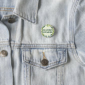 Badge Rond 2,50 Cm Boho Feuilles Vertes Malentendant (En situation)