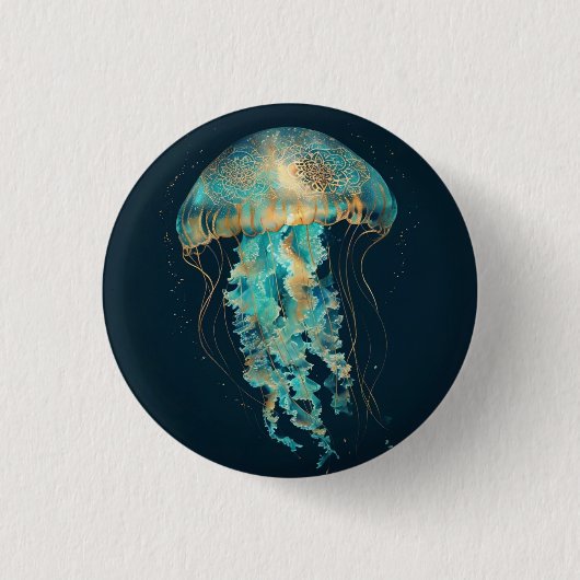Badge Rond 2,50 Cm Boho Jellyfish | Océan profond (Devant)