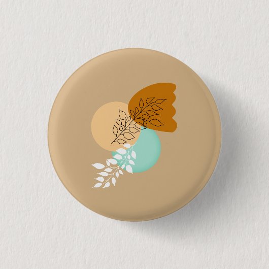 BADGE ROND 2,50 CM BOHO MINIMALIST FEUILLES (Devant)