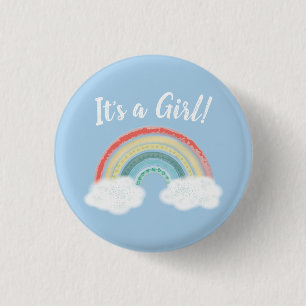 Badge Rond 2,50 Cm Boho Rainbow Baby shower Blue Boy