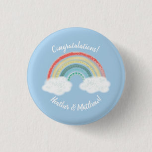 Badge Rond 2,50 Cm Boho Rainbow Baby shower Blue Boy