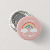 Badge Rond 2,50 Cm Boho Rainbow Baby shower rose (Devant & derrière)