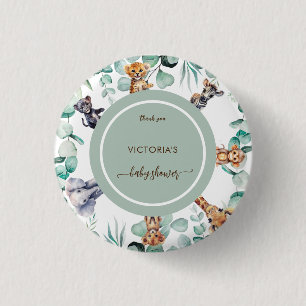 Badge Rond 2,50 Cm Boho Safari Animal Mignon Verdure Baby Shower