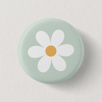 Badge Rond 2,50 Cm Boho vert marguerite rétro