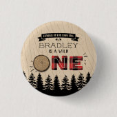 Badge Rond 2,50 Cm Bois de bûcheron à plaies rustiques 1er anniversai (Devant)